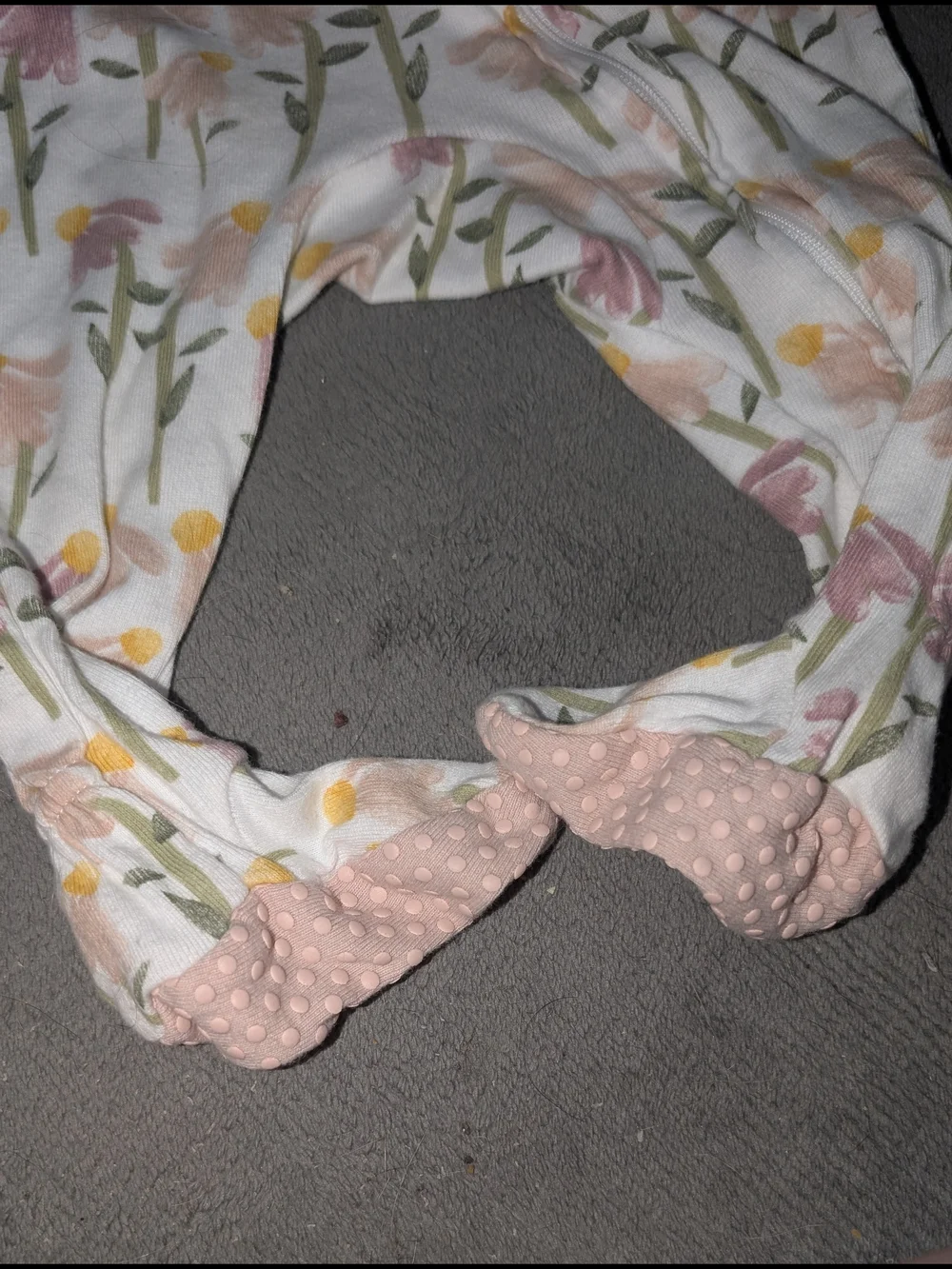 cloud island Pink & Floral Footed One-Piece Sleepers